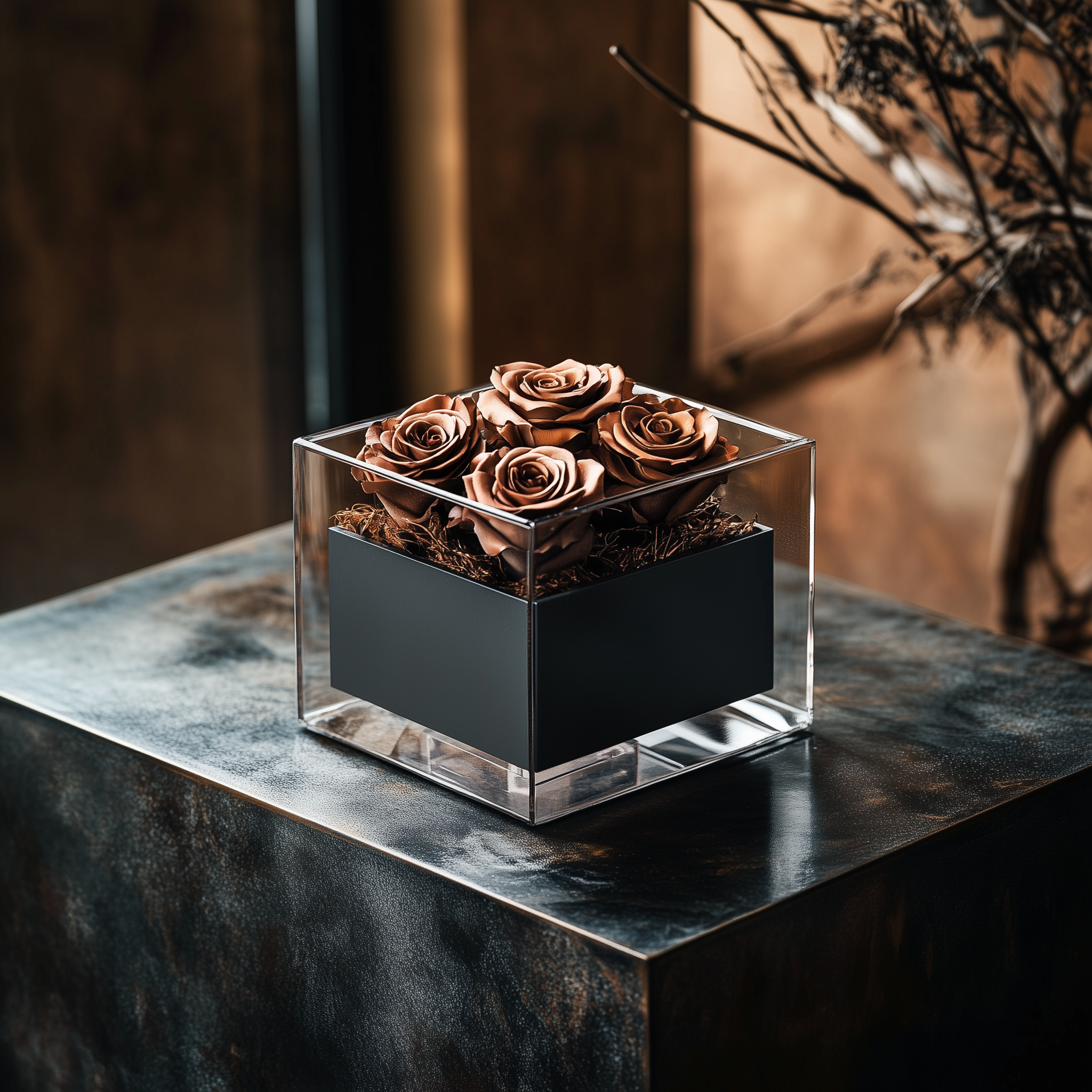 Bronze Square Box | Metallic Charm